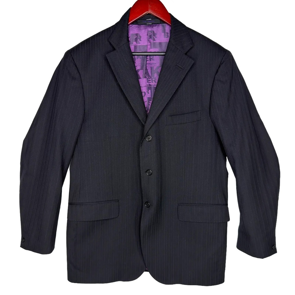 Ted Baker London Jacket 100% Wool Pinstripe 3 Button Sport Coat Mens US Size 44R